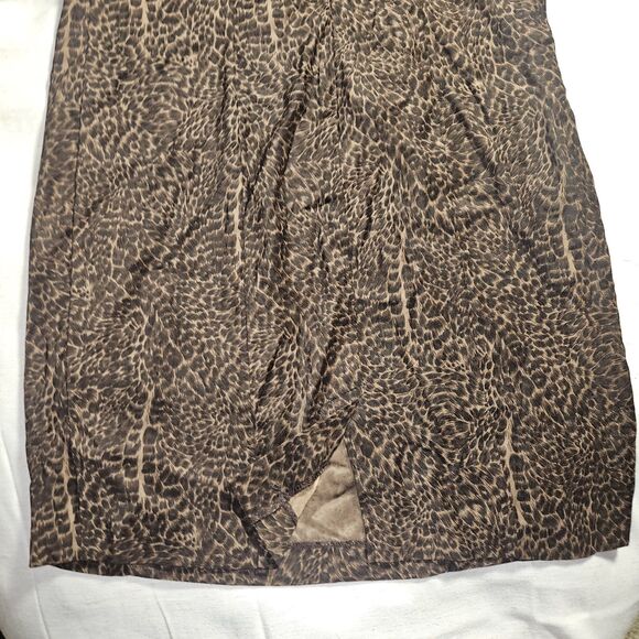 Vintage Leopard Print Midi Dress Pencil Bodycon Sleeveless Size 6 Petite - Picture 5 of 8